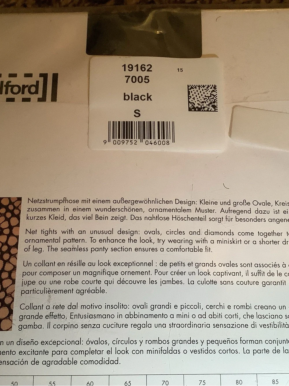 Wolford Daphne tights, ornamental pattern, color black, size: S